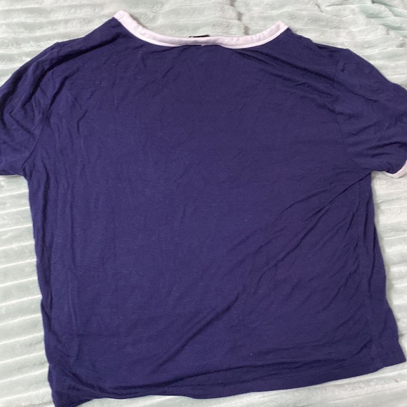 Dark blue cropped shirt with white trim - Picture 3 of 3